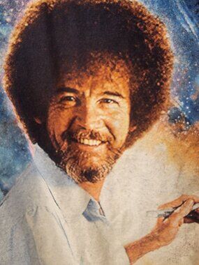 Bob Ross Galaxy Painting Graphic T-Shirt - Adult L